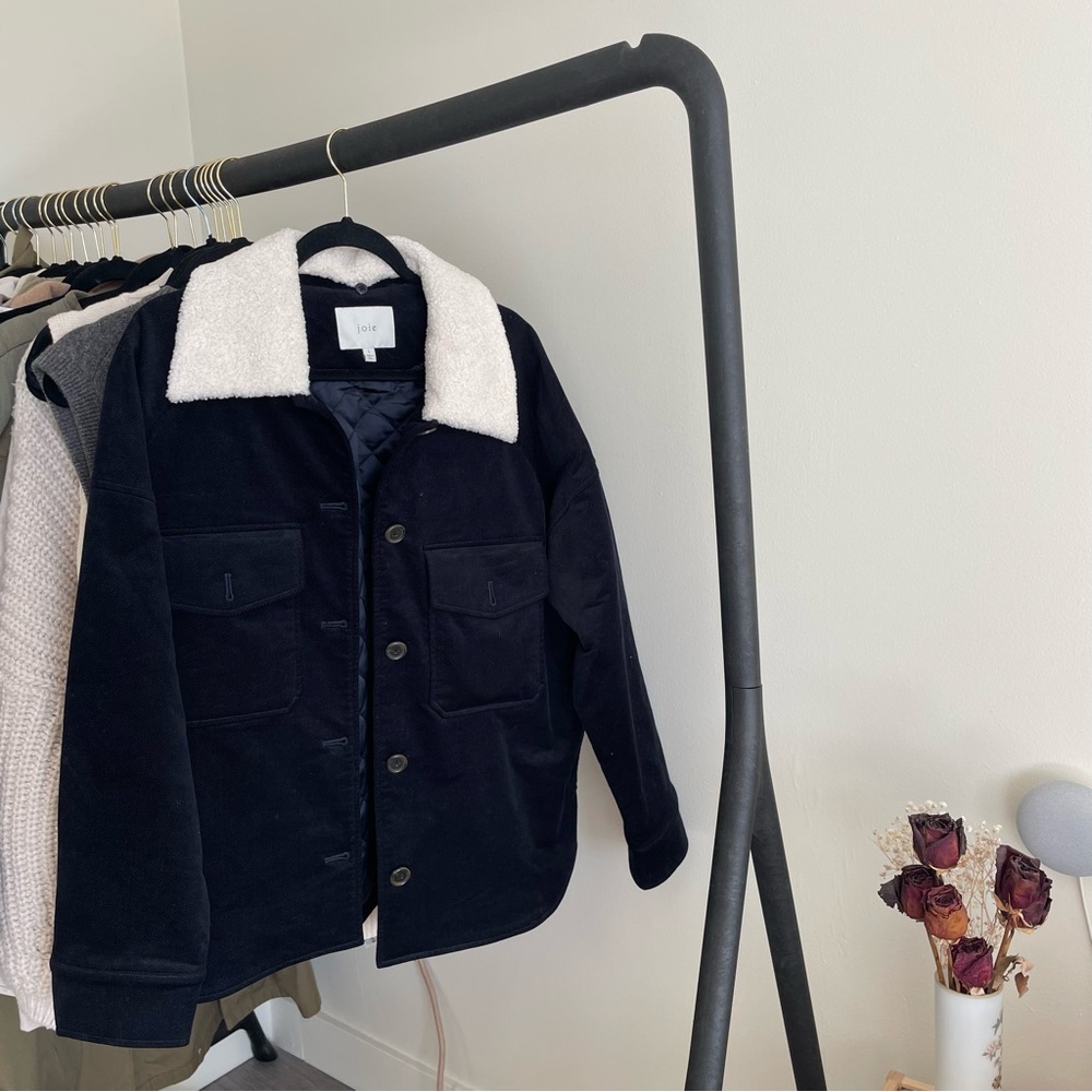 Navy Corduroy Jacket with removable Sherpa Collar